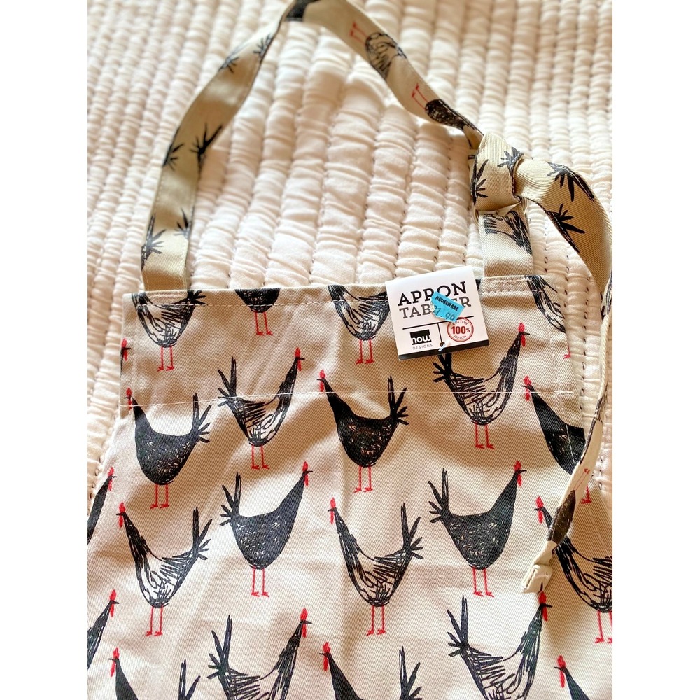 NEW Now Designs Chicken Scratch Cotton Chef's Apron, Chicken Print, 28"x32" CUTE